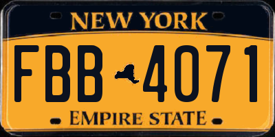 NY license plate FBB4071