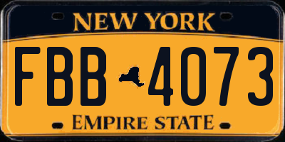 NY license plate FBB4073