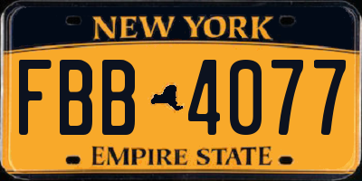 NY license plate FBB4077