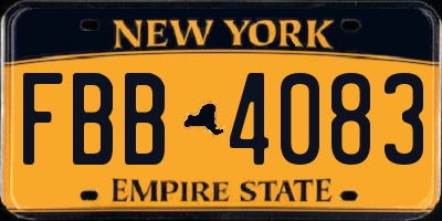 NY license plate FBB4083