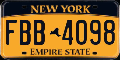 NY license plate FBB4098