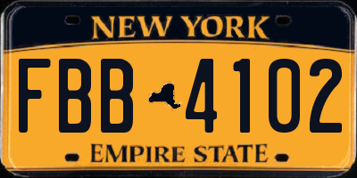NY license plate FBB4102
