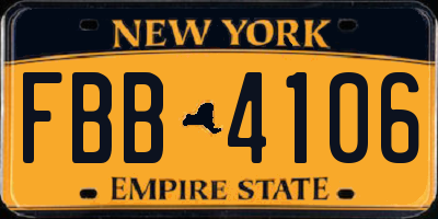 NY license plate FBB4106