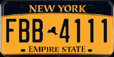 NY license plate FBB4111