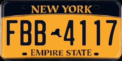 NY license plate FBB4117