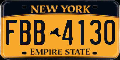 NY license plate FBB4130