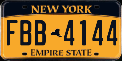 NY license plate FBB4144