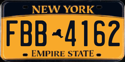 NY license plate FBB4162
