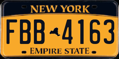 NY license plate FBB4163