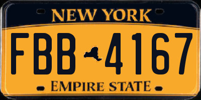 NY license plate FBB4167