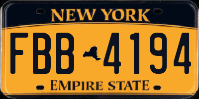 NY license plate FBB4194