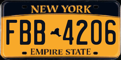 NY license plate FBB4206
