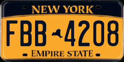 NY license plate FBB4208