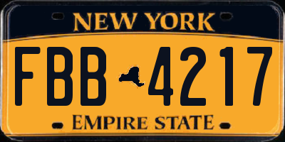 NY license plate FBB4217