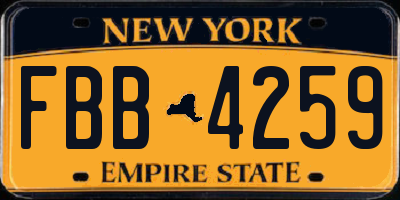 NY license plate FBB4259