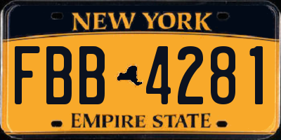 NY license plate FBB4281