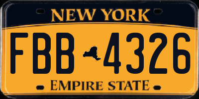 NY license plate FBB4326