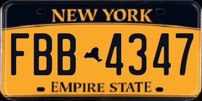NY license plate FBB4347