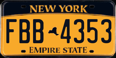 NY license plate FBB4353