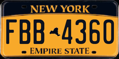 NY license plate FBB4360