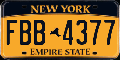 NY license plate FBB4377