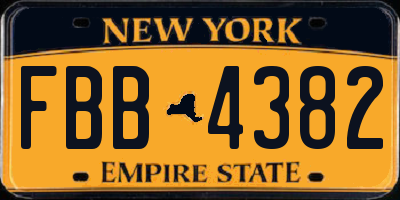 NY license plate FBB4382