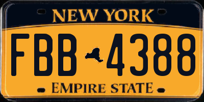 NY license plate FBB4388