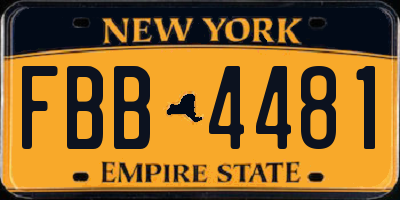 NY license plate FBB4481