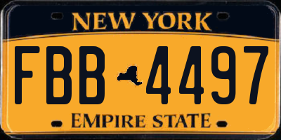 NY license plate FBB4497
