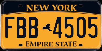 NY license plate FBB4505