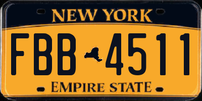 NY license plate FBB4511