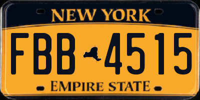 NY license plate FBB4515