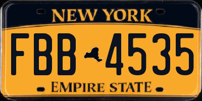 NY license plate FBB4535