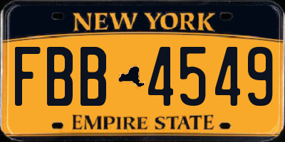 NY license plate FBB4549