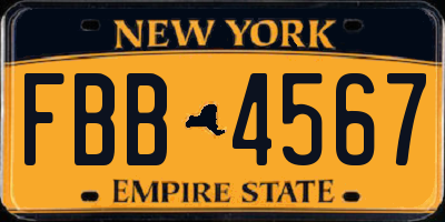 NY license plate FBB4567