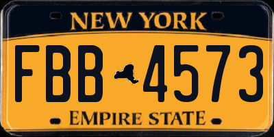 NY license plate FBB4573