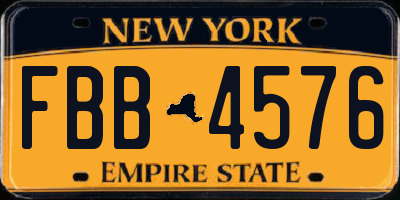 NY license plate FBB4576