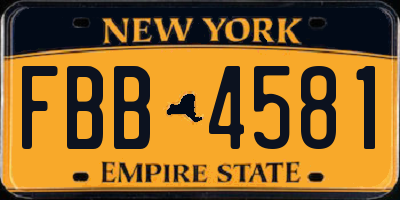 NY license plate FBB4581
