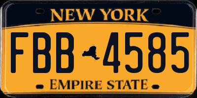 NY license plate FBB4585