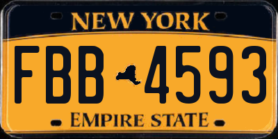 NY license plate FBB4593