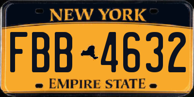 NY license plate FBB4632