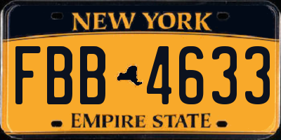 NY license plate FBB4633