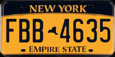 NY license plate FBB4635