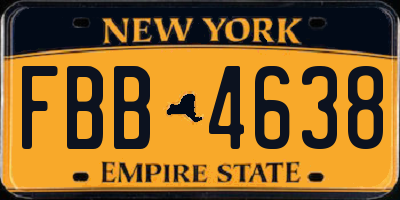 NY license plate FBB4638