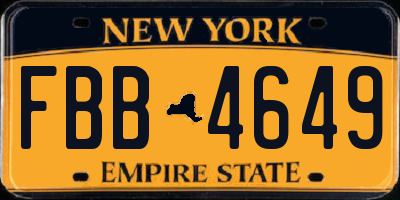 NY license plate FBB4649