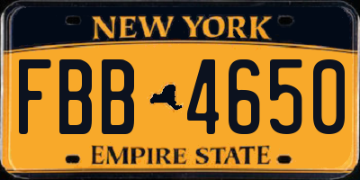 NY license plate FBB4650