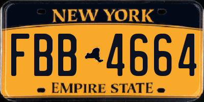 NY license plate FBB4664