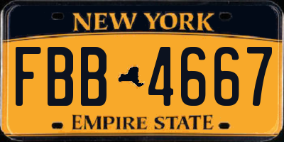 NY license plate FBB4667