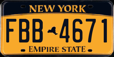 NY license plate FBB4671