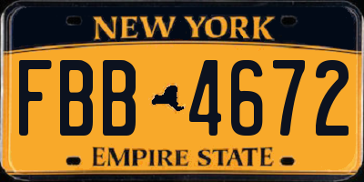 NY license plate FBB4672